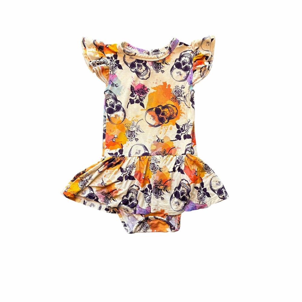 Little Bum Bums (Bums & Roses) Skull & Roses Skirted Bodysuit